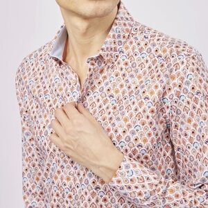 LUCHIANO VISCONTI Leo Peacock Feathers Shirt $210 retail